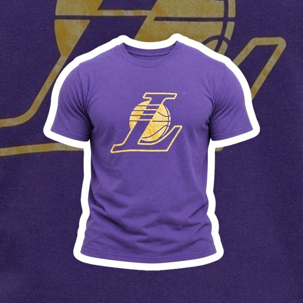 Los Angeles Lakers Purple Graphic T Shirt Men's XL NBA Basketball Logo Tee